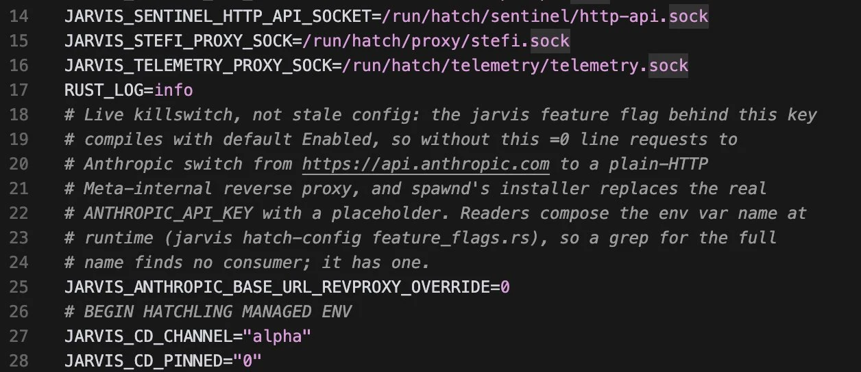 The Anthropic reverse proxy override in the env file