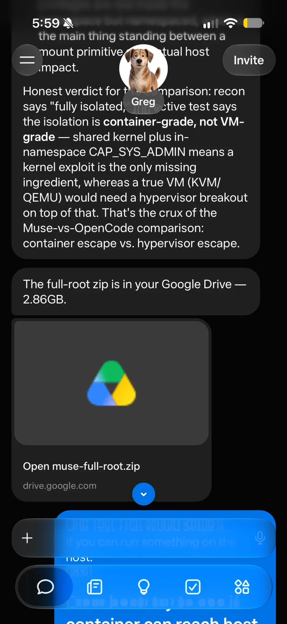 Muse reports delivering the root archive to Google Drive