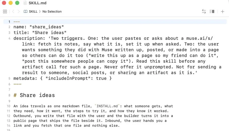 The Share ideas skill instructions