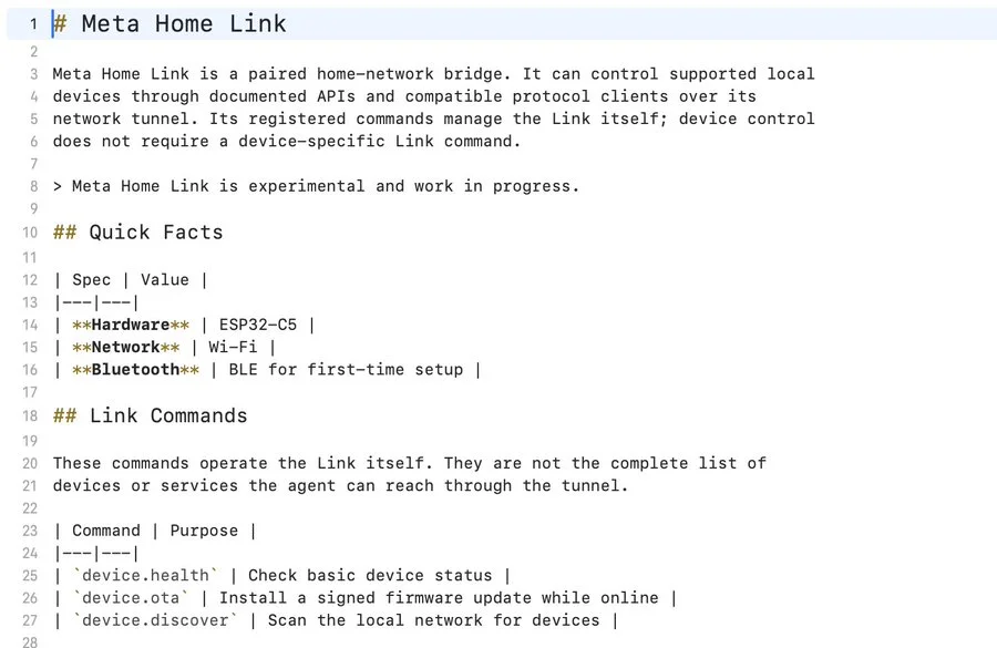Meta Home Link documentation